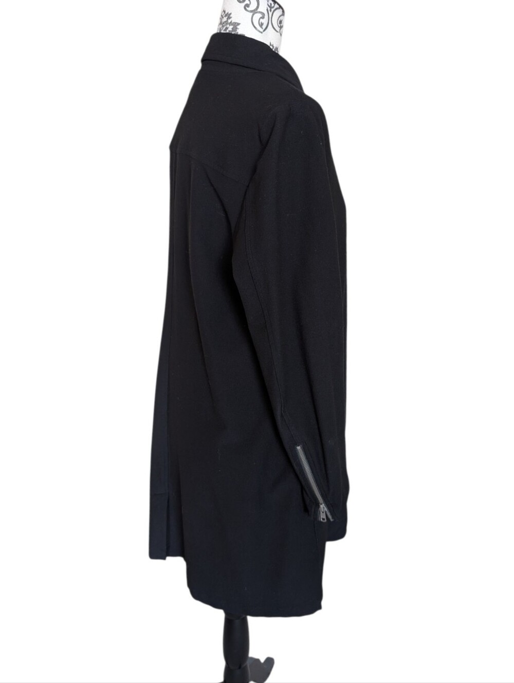 Eileen Fisher Washable Stretch Crepe Asymmetrical Zip Jacket Womens Medium Black - Picture 5 of 11